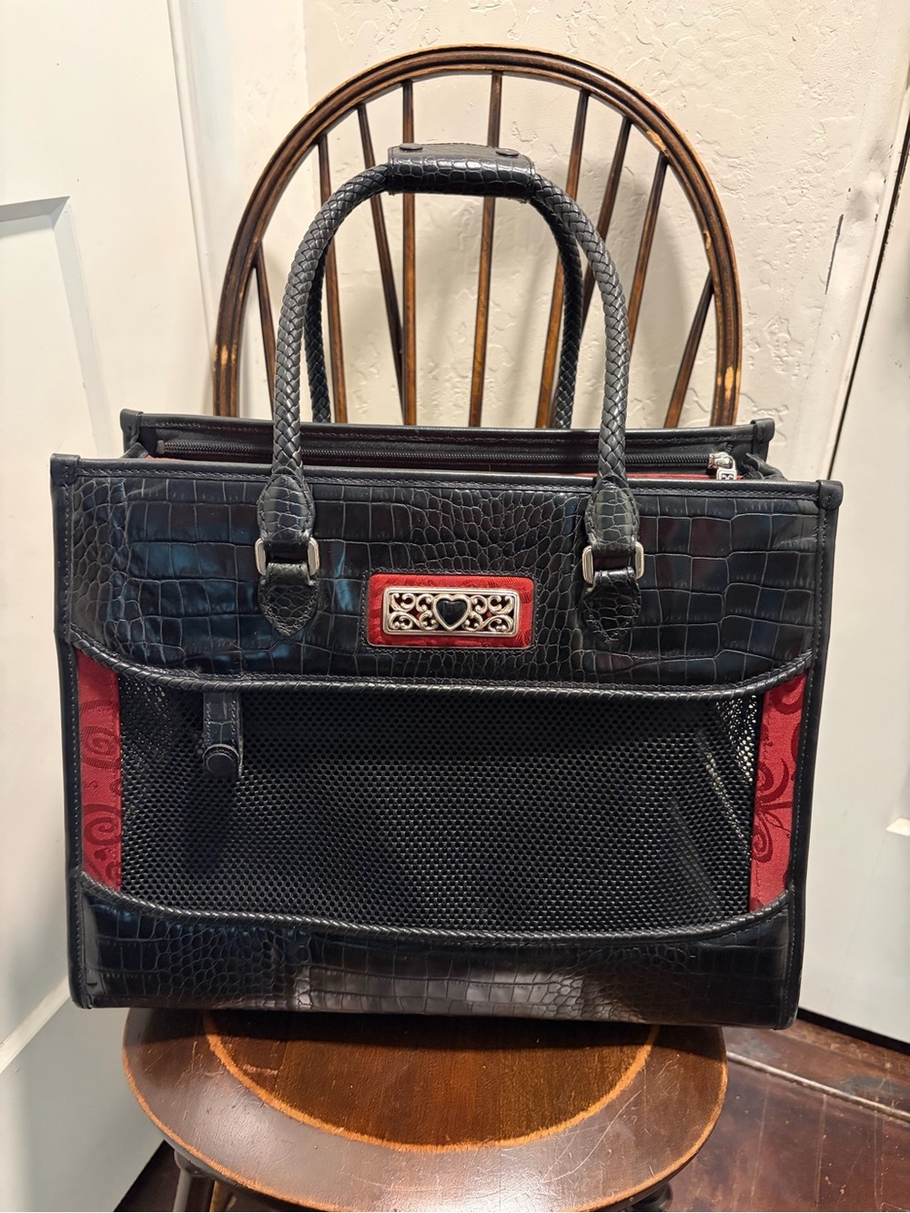 Brighton Black Red Luggage Carryon Pet Carrier Dog Cat